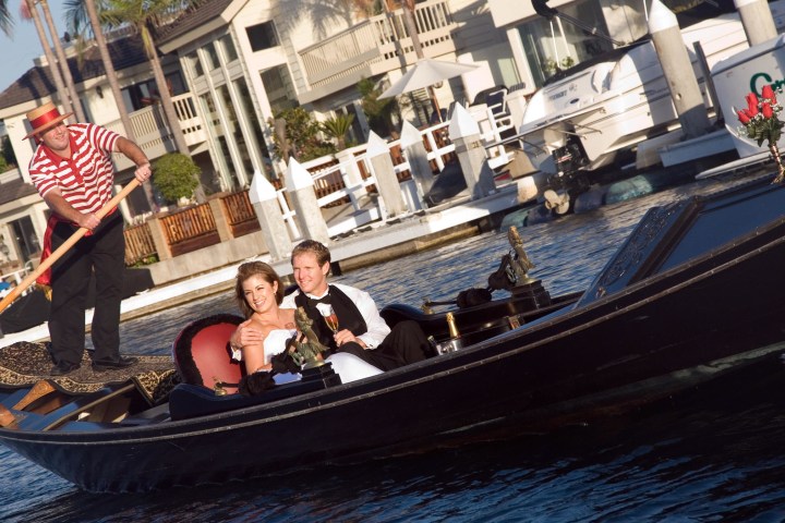 a group of people riding on the back of a boat