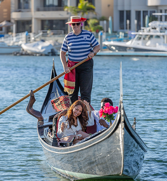 Romantic Couples Activities in San Diego on a gondola ride at The Gondola Company