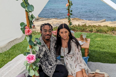 a couple on a picnic date in la jolla