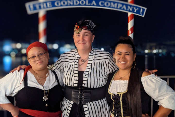 a couple of people posing for the camera