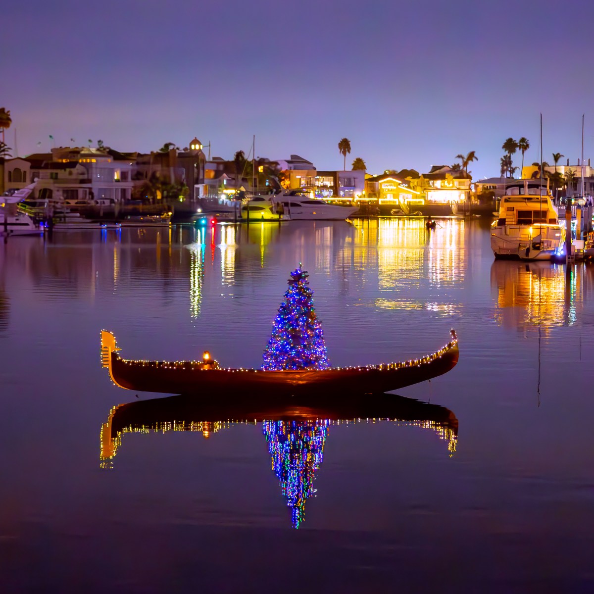 Gondola holiday floating christmas tree