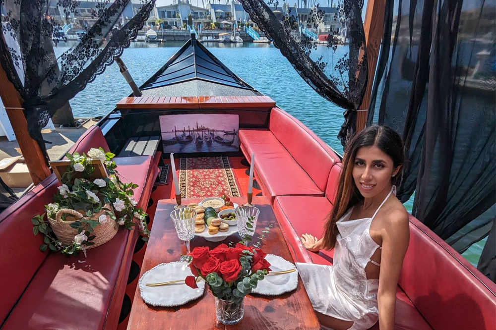 Picnics on a Gondola a person sitting on a gondola for a picnic
