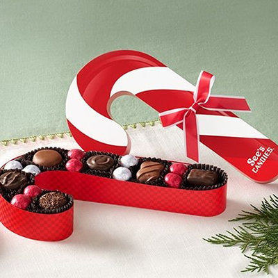 See's Candy Candy cane box of holiday favorites.