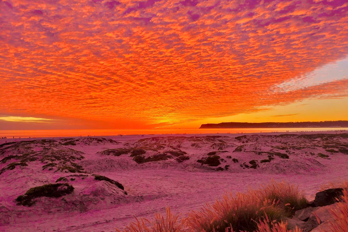 San Diego sunset over the Coronado waterfront at golden hour