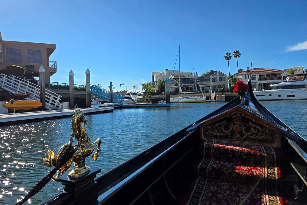 Waterfront homes and canals in Coronado Cays California resembling Venice Italy