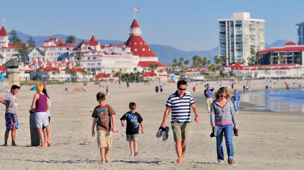 Sunny day at Coronado Beach in San Diego California