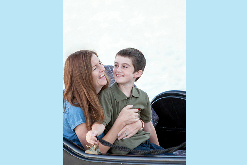 Mommy and son on Father's Day gondola ride in San Diego